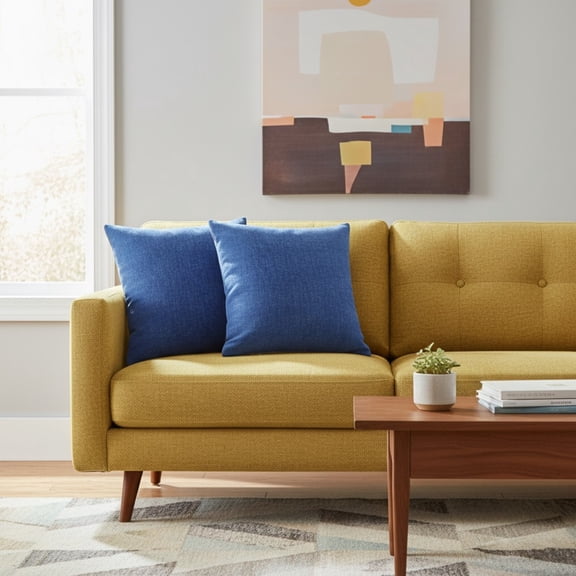 Laddha Home Designs Loomed Solid Cotton Throw Pillow - Blue - Set of 2