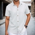 thumbnail image 2 of Mens Dress Shirts Summer Short Sleeve Jacquard Button Down Collared Business Casual Formal Work Shirt, 2 of 6