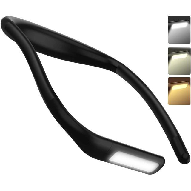 Luz de lectura LED NQ para el cuello 3 COLORES ajuste de BRILLO recargable negro