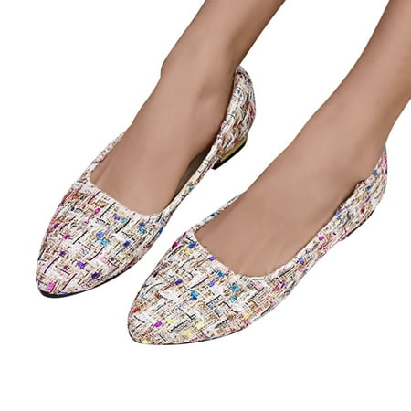 Oyedens Womens Dress Shoes Fashion Plaid Pointed Toe Loafers Flats Casual Comfort Slip on Work Shoes