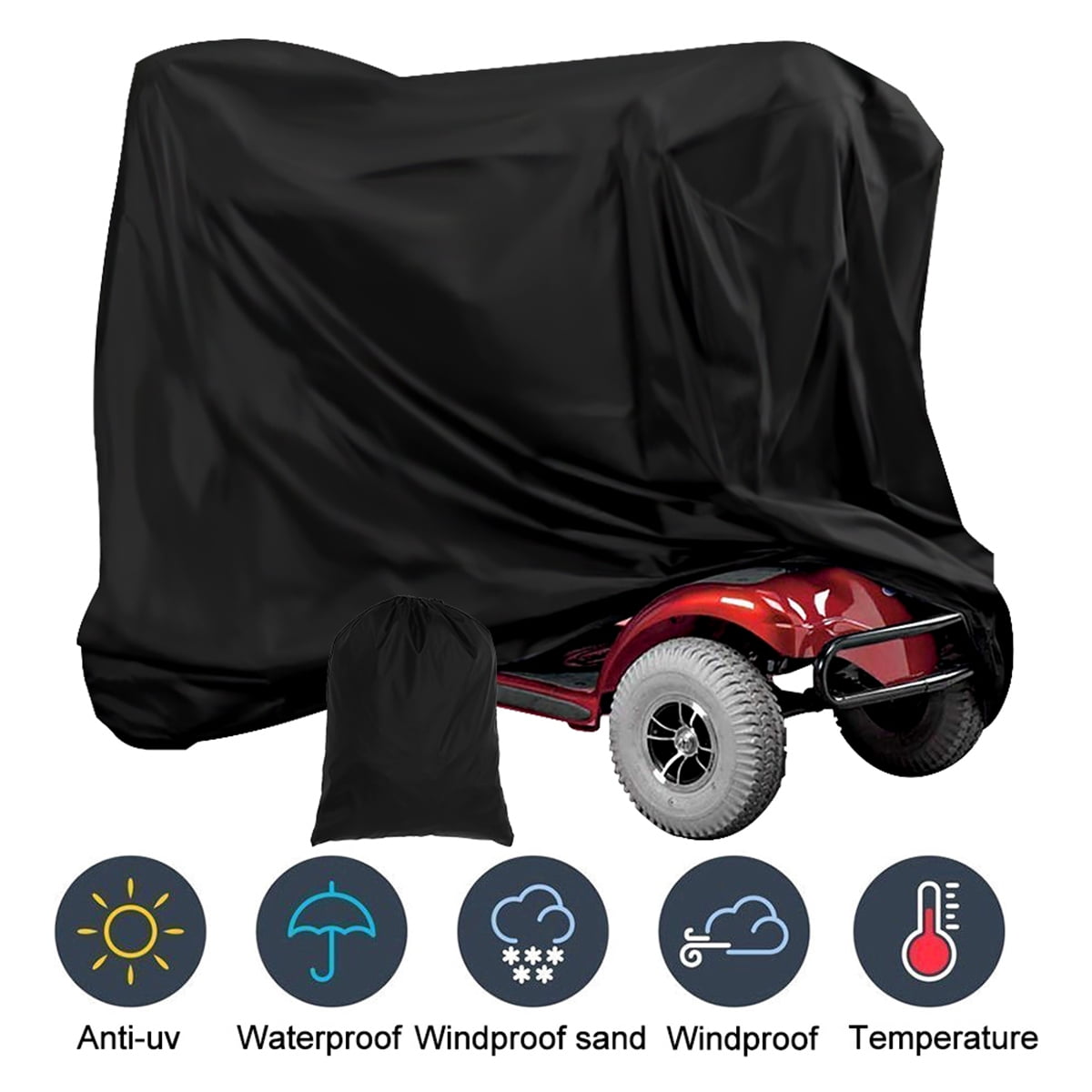Mobility Scooter Cover Waterproof Wheelchair Storage Cover for Travel  Scooter Weather Cover Electric Chair Cover Heavy Duty 190D Oxford Fabric  Rain Protector from Dust Dirt Snow Rain Sun Rays (Black) 
