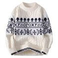 thumbnail image 2 of Nmnitkp Mens Sweater Knitted Sweater Casual Loose Elastic Pullover Long Sleeve Zipper Stand-up Collar Sweater White #02,XL, 2 of 3