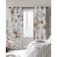 thumbnail image 3 of Brown Grey Floral Spring Blackout Curtains 39 Inches Long for Bedroom, Watercolor Botanical Butterfly Thermal Insulated Room Darkening Black Out Window Curtain Panels Grommet Drapes for Living Room, 3 of 8