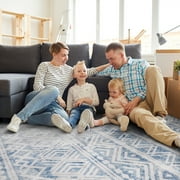 SIXHOME 5x7 Area Rugs for Living Room Washable Rugs Boho Large Area Rug Modern Geometric Neutral Living Room Rug Carpet Soft Rugs for Bedroom Dining Room Office Home Decor Blue