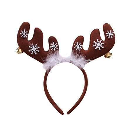 

2 Pcs Antlers with Bell Headband Christmas Headdress Headpiece Funny Festive Kids Hair Hair Accessories (Khaki)