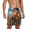 thumbnail image 2 of Kdxio Blue Sky White Cloud Eagle Print Mens Sleep Shorts Bottoms Soft Comfy Pajama Wear Pants with Drawstring Pockets, 2 of 5