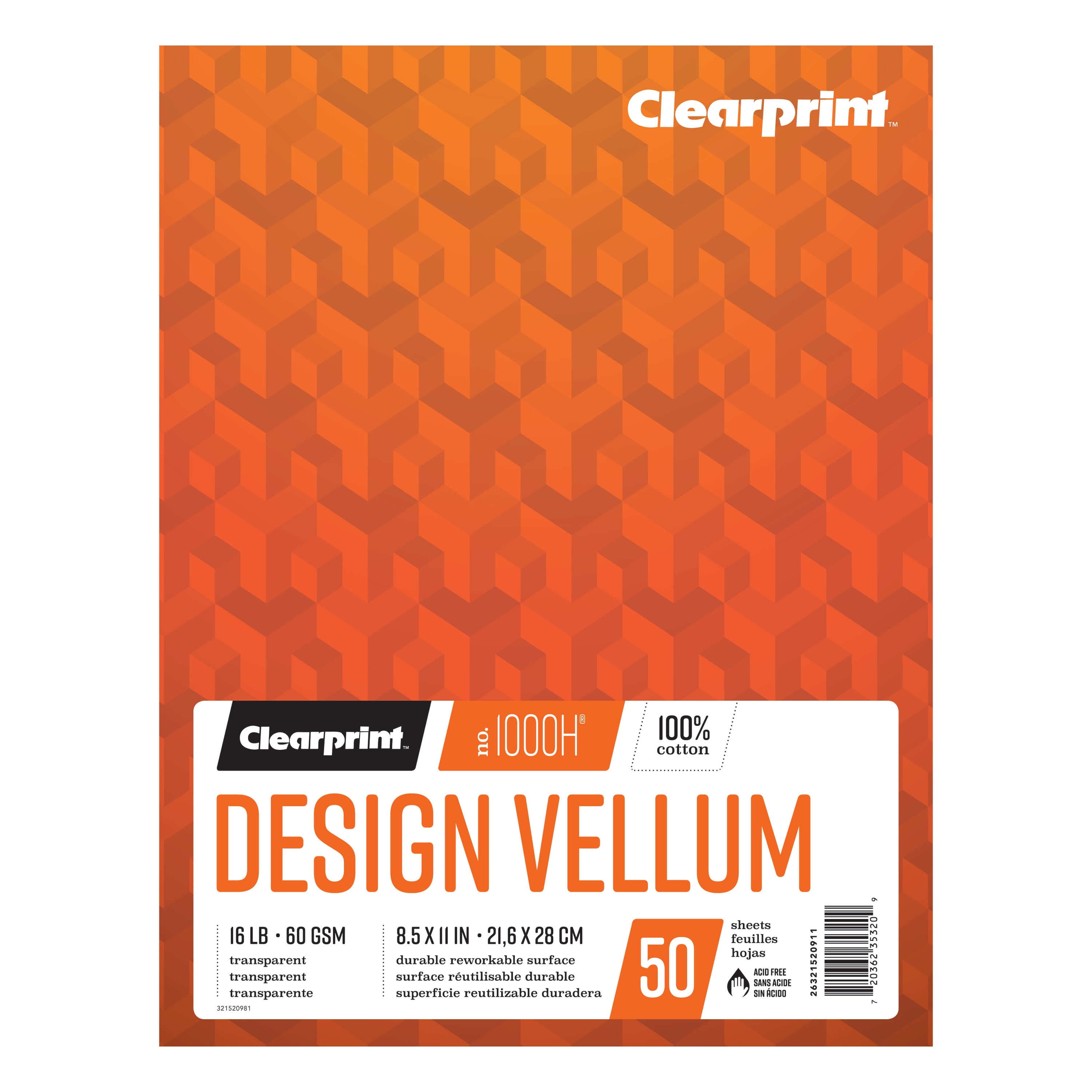 Clearprint Design Vellum Pad, Ungridded, 8.5 x 11