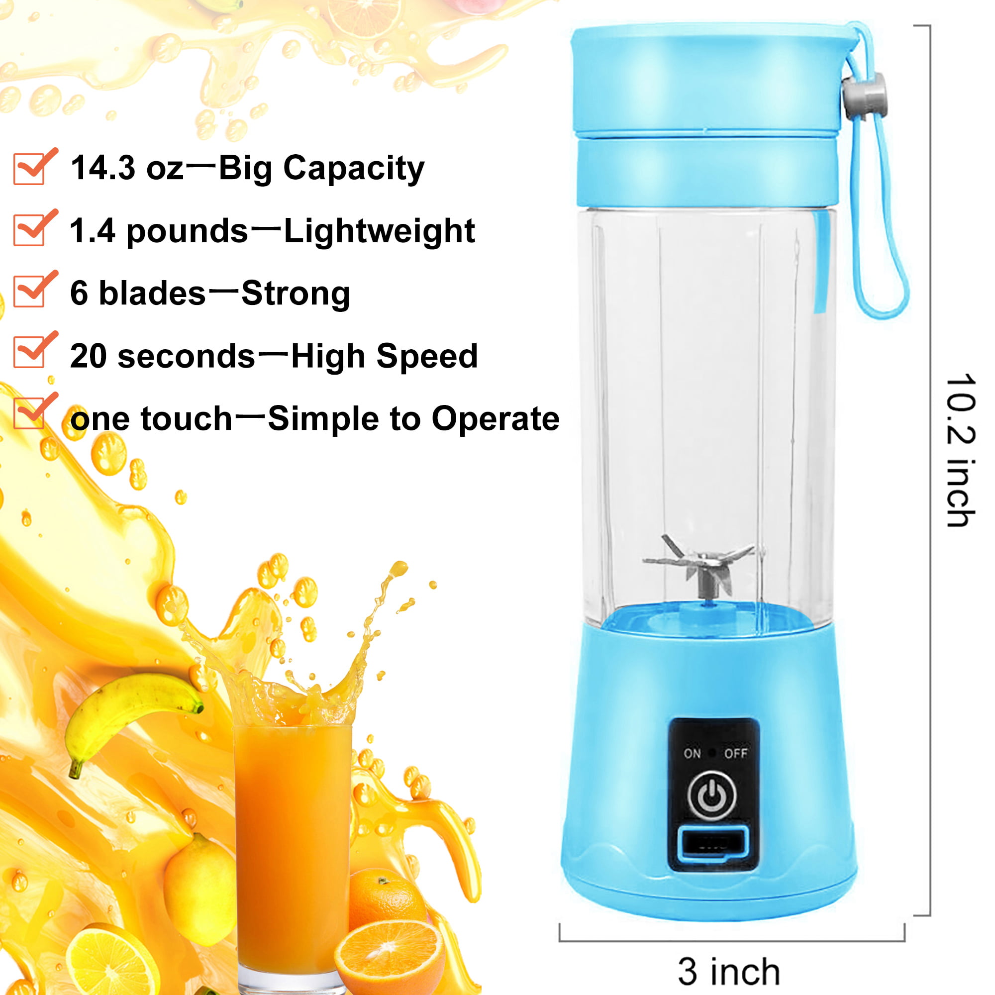 1pc Wireless Portable Juice Cup With Safety Lock, USB Rechargeable Mini  Juice Blender, Suitable For Juice, Smoothies And Ice Blended Drinks