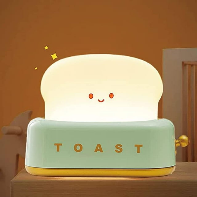 Söt Bröd LED Nattlampa, USB Uppladdningsbar Toast Nattlampa, Hem Nattlampa Sänglampa Skrivbordsdekor för Barn