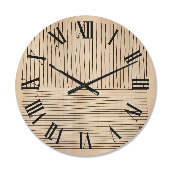 Designart 'Minimal Geometric Lines Vertical and Horizontal III' Modern Wood Wall Clock