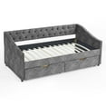 thumbnail image 6 of GZXS Twin Daybed with Storage, Upholstered Tufted Daybed with 2 Drawers and Button Tufted Back for Bedroom, Living Room, Gray, 6 of 8