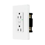 15amp GFCI Outlets, Non-Tamper-Resistant GFI Duplex Receptacles with LED Indicator, Ground Fault Circuit Interrupter with Wall Plate, ETL Listed, White, 1 Pack