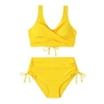 thumbnail image 4 of TOWED22 Womens High Waisted Bikini Sets Tummy Control Bathing Suits Halter Two Piece Swimsuit Modest Bikini（Yellow,L）, 4 of 6