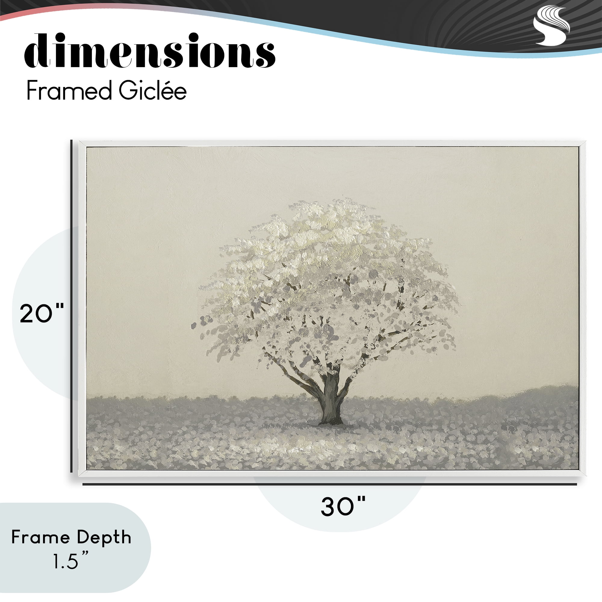 Stupell Industries Neutral Radiance Tree White Framed Giclee Art, design by Michael Marcon