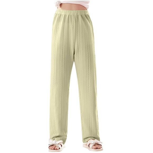 Odeerbi 3-14 Años Niños Niñas Pantalones Pijama Verano Algodón Pantalones Ropa de Dormir Transpirable Color Sólido Elástico Casual Deportes Pantalones