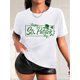 thumbnail image 1 of 1pc Women'S Casual St. Patrick'S Day T-Shirt, Round Neck Short Sleeve Tee with Clover and Hat Print, Polyester Knit Fabric, Spring/Summer/Autumn Fashion Top, 1 of 7