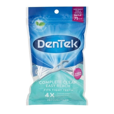 5 Pack - DenTek Complete Clean Mouthwash Blast Angled Floss Picks 75 Each