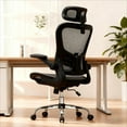 thumbnail image 2 of LUCKLIFE Ergonomic Mesh Office Chair, High Back Task Chair with Flip-up Arms, Adjustable Headrest & Lumbar Support for Home Office, Black, 2 of 9