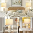 thumbnail image 5 of Farmhouse Table Lamps Set of 2, 3-Way Dimmable Touch Lamp for Bedroom Nightstand with USB A+C Ports & AC Outlet, White Vintage Boho Bedside Lamp for Living Room End Table (Bulbs Included), 5 of 14