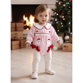 thumbnail image 3 of Loicainy Infant Baby Girl Christmas Bodysuit 3 6 12 18 Months Long Sleeve Doll Collar Santa Embroidery Bubble Romper, 3 of 9