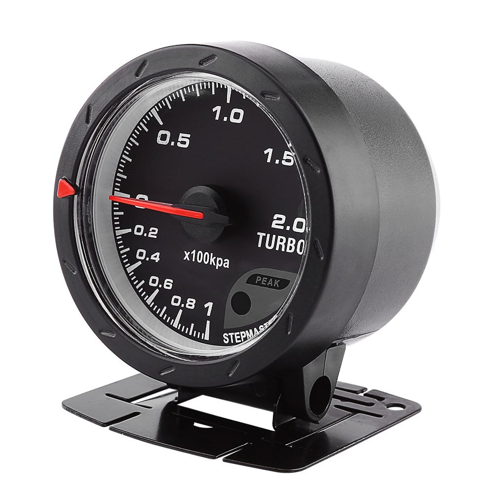 Car Boost Gauge Universal 60mm LED Turbo Boost Meter Gauge Black Shell For Auto Racing Car 0-200 Kpa