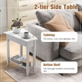 thumbnail image 6 of Gymax 2-Tier End Table Irregular Narrow Sofa Side Nightstand w/ Storage Shelf White, 6 of 9