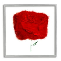 Nerudo Rose Abstract Interpretation Modern Red Floral Botanical & Floral Framed Art Print Wall Art, 17x17