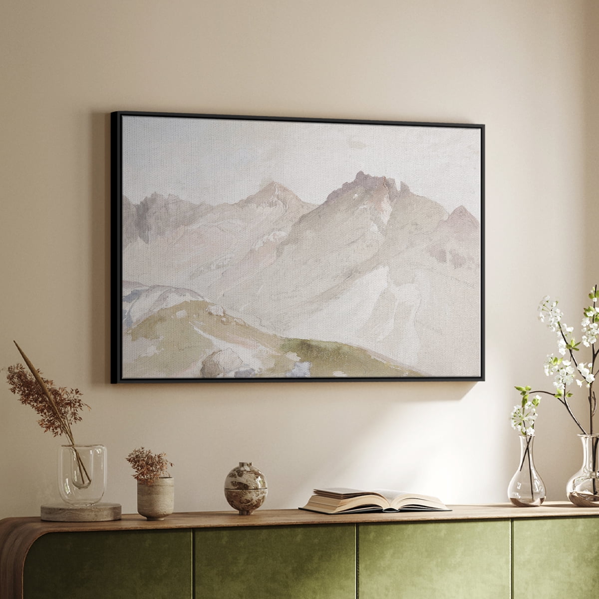 Vintage Landscape-MX By Wexford Home Framed in Black Wood Gallery Wrapped Canvas 17 in. x 25 in.