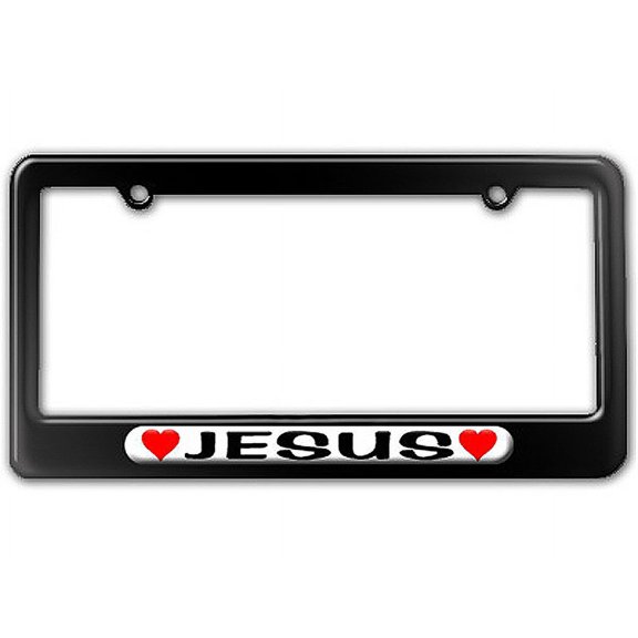 Jesus Love with Hearts License Plate Frame