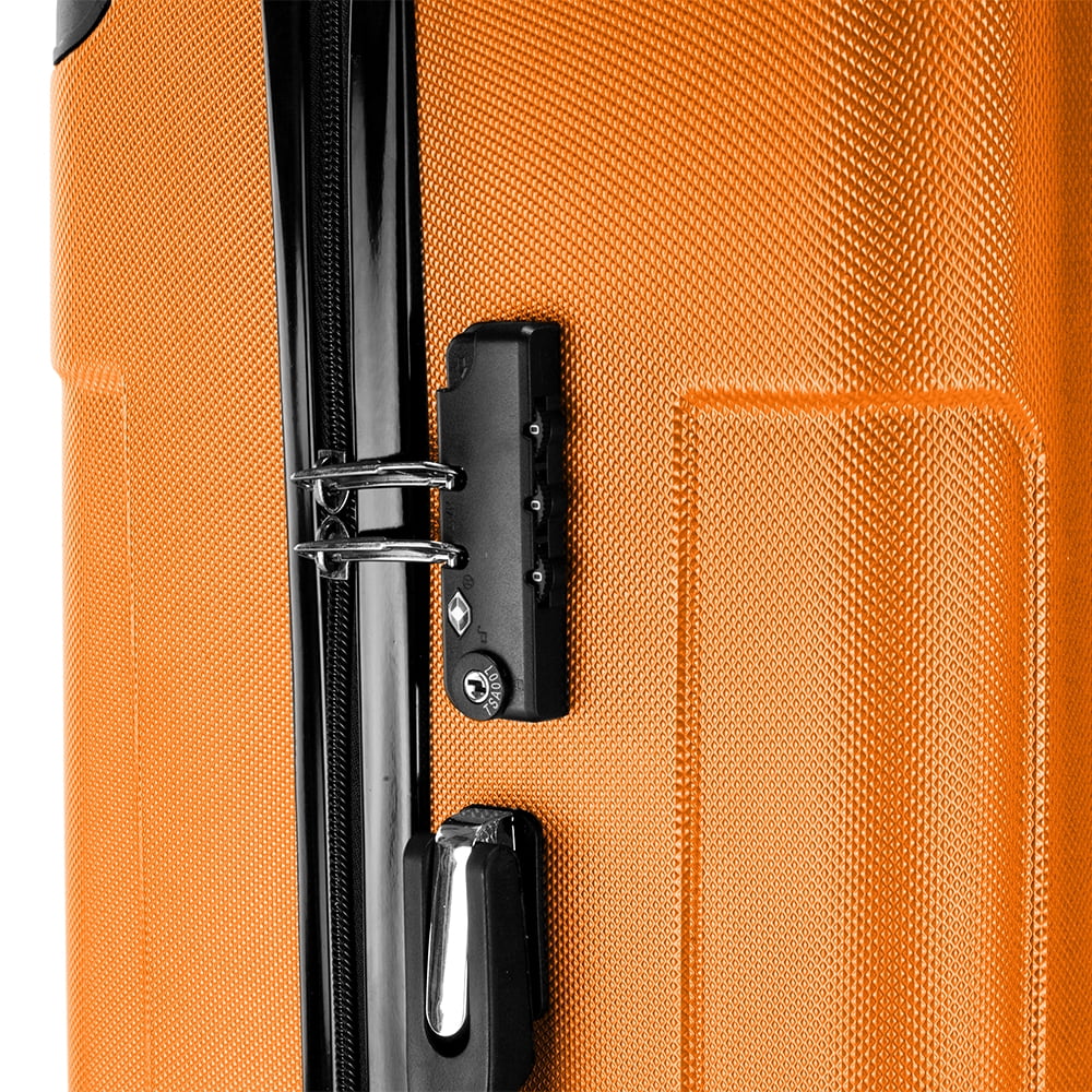Kepooman 3 Piece Travel Luggage Sets, Lightweight ABS Luggage Suitcase, 360° Spinner Wheels Travel Set Bag3-in-1 Portable ABS Trolley Case 20"/24"/28" , Orange
