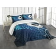 thumbnail image 3 of Ambesonne Soccer Quilted Bedspread Set 3 Pcs, Abstract Goal Pattern, King Size, Blue Black White, 3 of 5