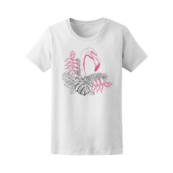 Tropical Leaves Flamingo Tee. Women's -Image by Shutterstock