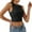 C-Black, variant on Womens Tank Tops Sleeveless Crewneck Ribbed Knit Tie Back Crop Tank Top Solid Color Blouse Fashionable Clothing L White