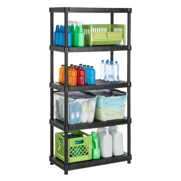 Ramtuff 5-Levels Plastic Shelving System 18'' x 36'' x 73", 5-Level resin Shelving
