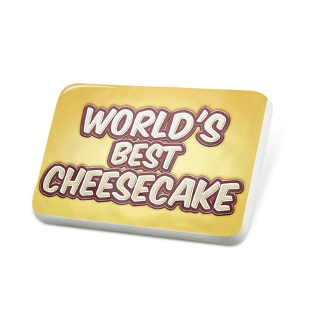 Porcelein Pin Worlds best Cheesecake, happy yellow Lapel Badge –