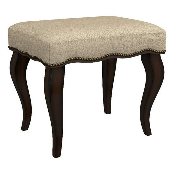 Pemberly Row Wood and Upholstered Backless Vanity Stool Burnished Oak