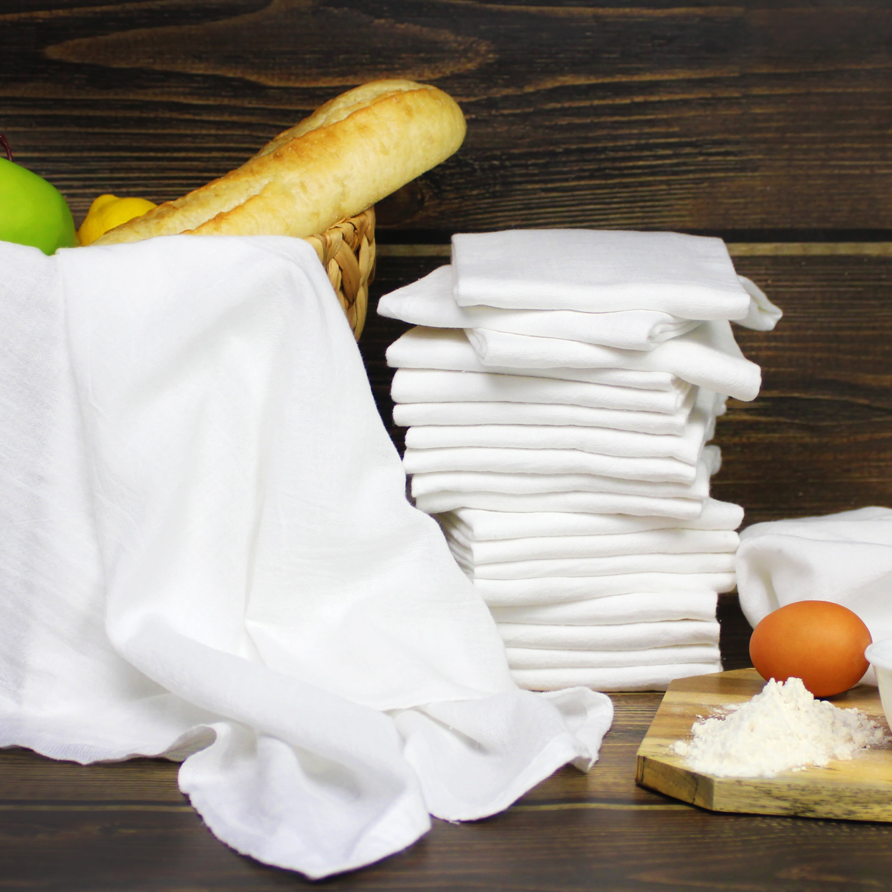 New 2 Pk Retro Style Tea Time White Flour Sack Kitchen Hand Dish Towels 