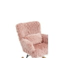 thumbnail image 5 of Comfortable Rocking Chair Nursery, Reading Chair with Lazy Plush Upholstery and Waist Pillow, Nap Armchair with Solid Wood Legs for Living Room Bedroom Apartment, Pink, 5 of 9