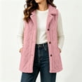 thumbnail image 4 of Perfectbot Women Fleece Sherpa Vest, Lapel Collar Button Down Fall Winter Thermal Waistcoat Layering Outerwear, 4 of 7
