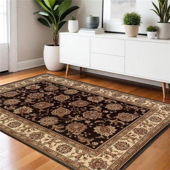 HomeRoots 574326 4 x 6 ft. Oriental Rectangle Area Rug, Brown & Ivory