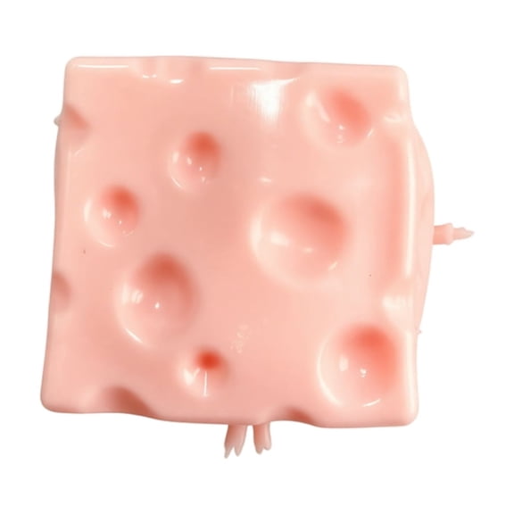 Pink Cheese Shaped Petroleum Jelly Stress Toy, Soft Rubber Slow-Rising, 5cm, Anxiety Relief Fidget