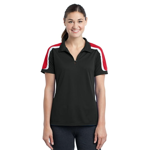 DISCONTINUED Sport-Tek ® Ladies Tricolor Shoulder Micropique Sport-Wick ® Polo. LST658