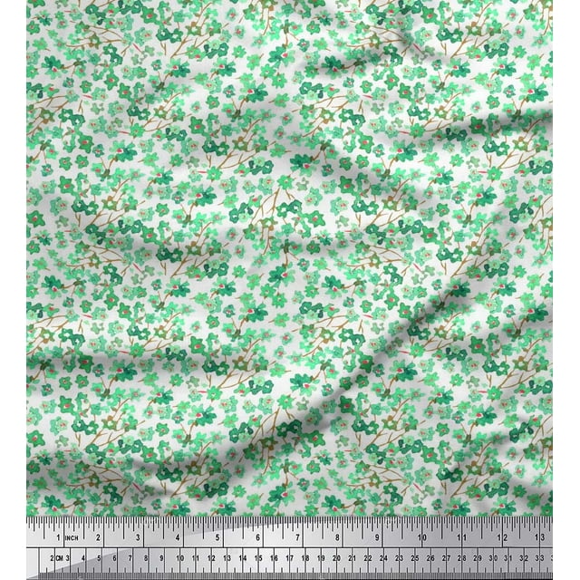 Soimoi Polyester Crepe Fabric Floral Shirting Print Sewing Fabric Yard 42 Inch Wide