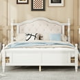 thumbnail image 4 of Llinc Store Classic Wooden Bed Queen Size with Upholstered Headboard And Panel Footboard, with Two Bed Rail Support Feet And Central Platform Support Feet (White), 4 of 8