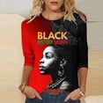 thumbnail image 2 of Tnhcen Women's Black History Month Print Oversized 3/4 Sleeve Tops - Cultural Heritage Round Neck Casual Shirts S-5XL, 2 of 5