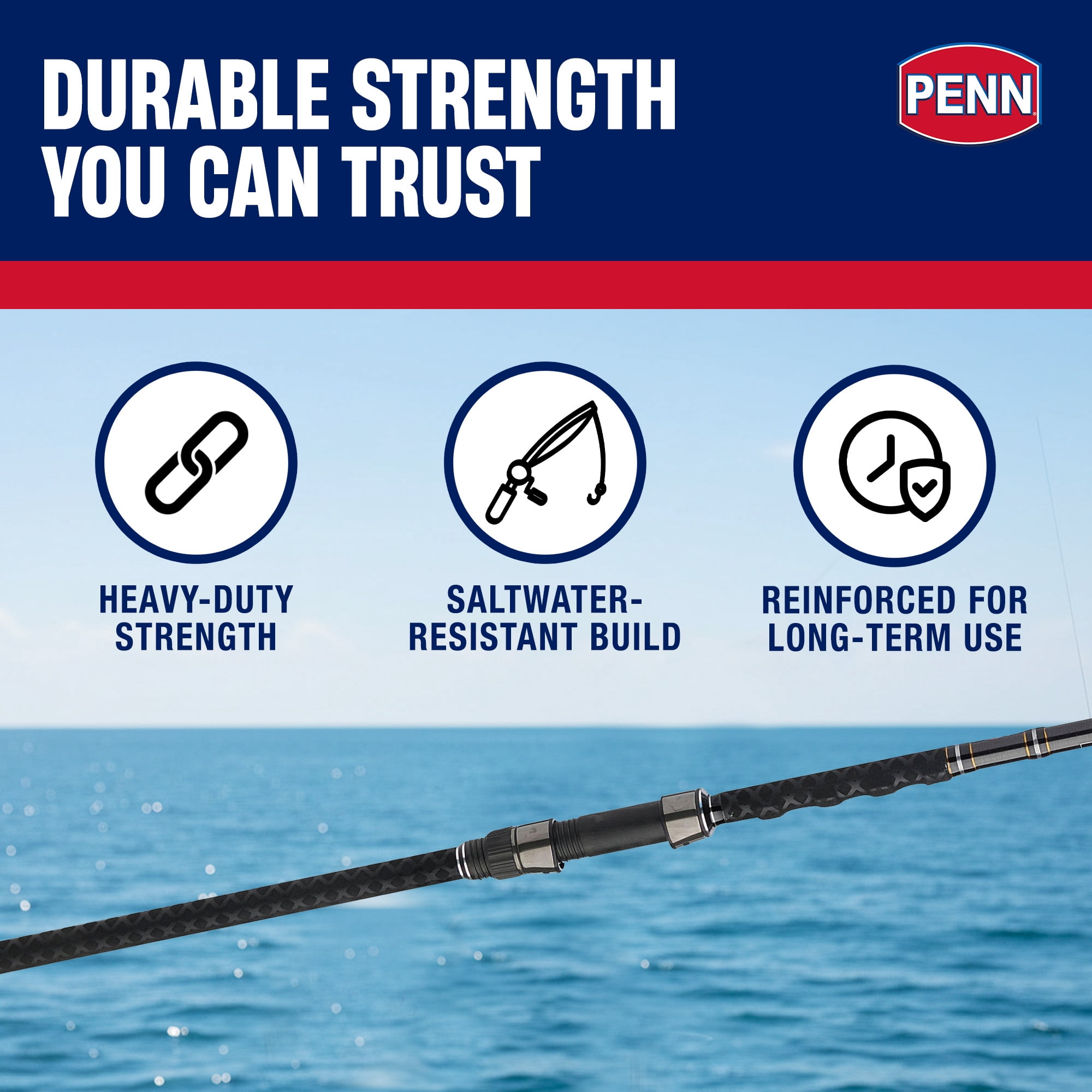 PENN Carnage III Spinning Surf Rod, 11' Fishing Pole, Medium Heavy Power