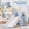thumbnail image 4 of Qaba 3-in-1 Toddler Slide, Kids Slide with Climber, Basketball Hoop and Ball, Giraffe Shape Freestanding Playset for Indoor Kids 1-3 Years, Blue, 4 of 9
