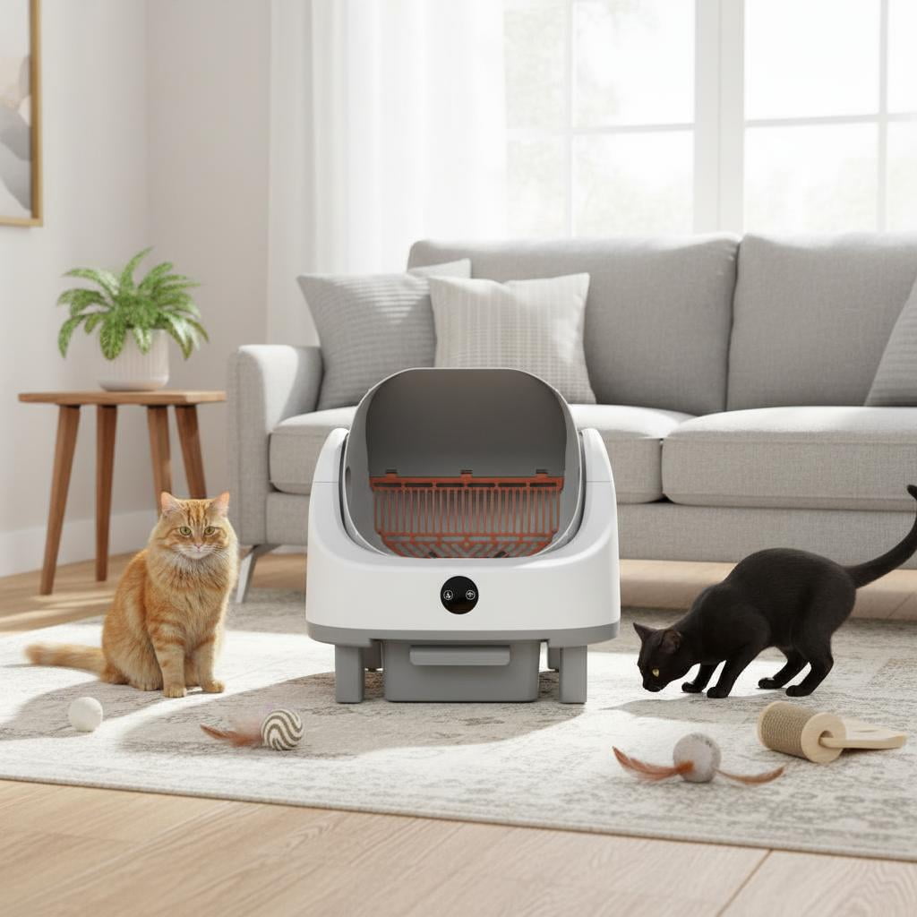 Self Cleaning Cat Litter Box, Automatic Litter Box for Multiple Cats, Large Smart Cat Toilet with Triple Safety Protection, App Control & Odor Control