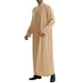 thumbnail image 5 of Miluxas Men's Saudi Arabic Thobe Jubba Dishdasha Long Sleeve Robe Ramadan Muslim Dress Middle East Islamic Clothing Khaki, 5 of 8