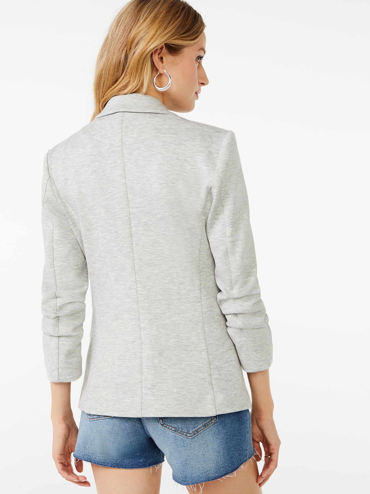 Scoop Women's and Women’s Plus Ultimate ScubaKnit Relaxed Blazer with Scrunch Sleeves, Sizes XS-4X